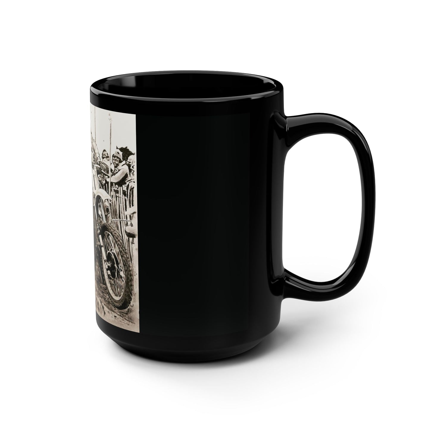 Vintage Art Motocross Black Mug, 15oz