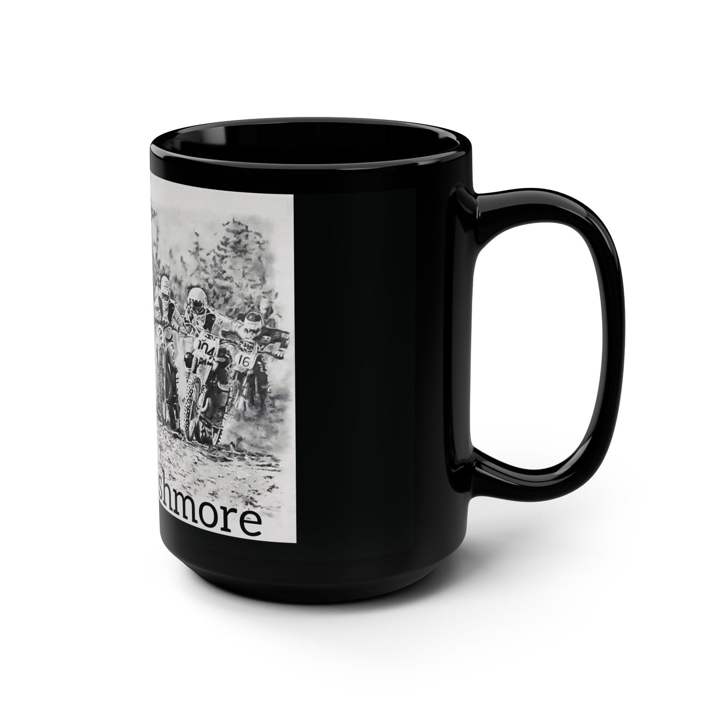 Vintage Art Motocross Black Mug, 15oz Mt Rushmore