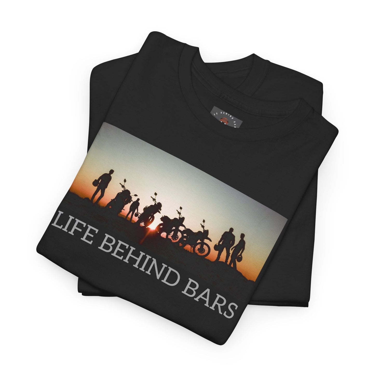 Adventure Bike T-Shirt for Bikers Gildan Heavy Cotton "Life Behind Bars" Graphic Shirt