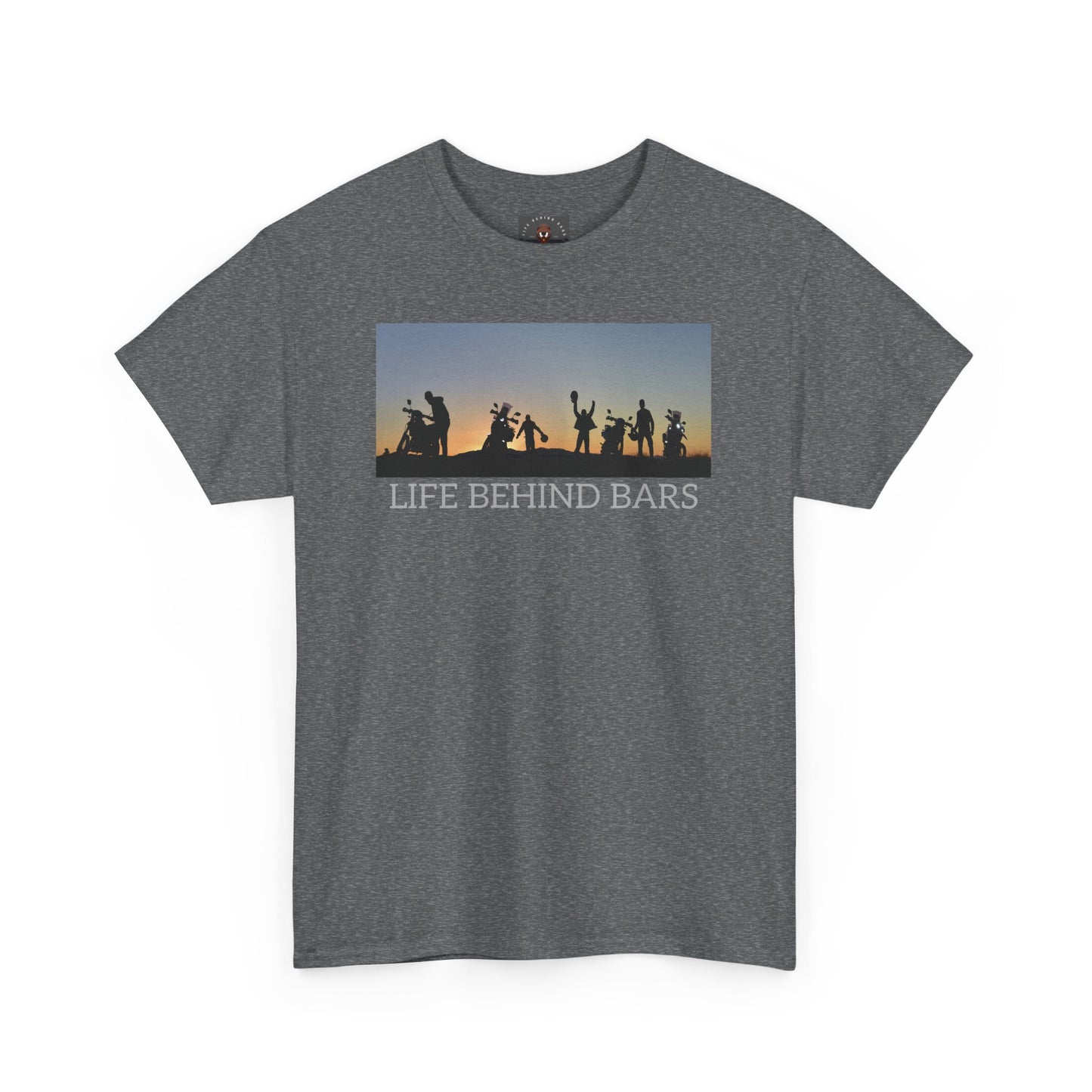 Adventure Bike T-Shirt for Bikers Gildan Heavy Cotton "Life Behind Bars" Graphic Shirt