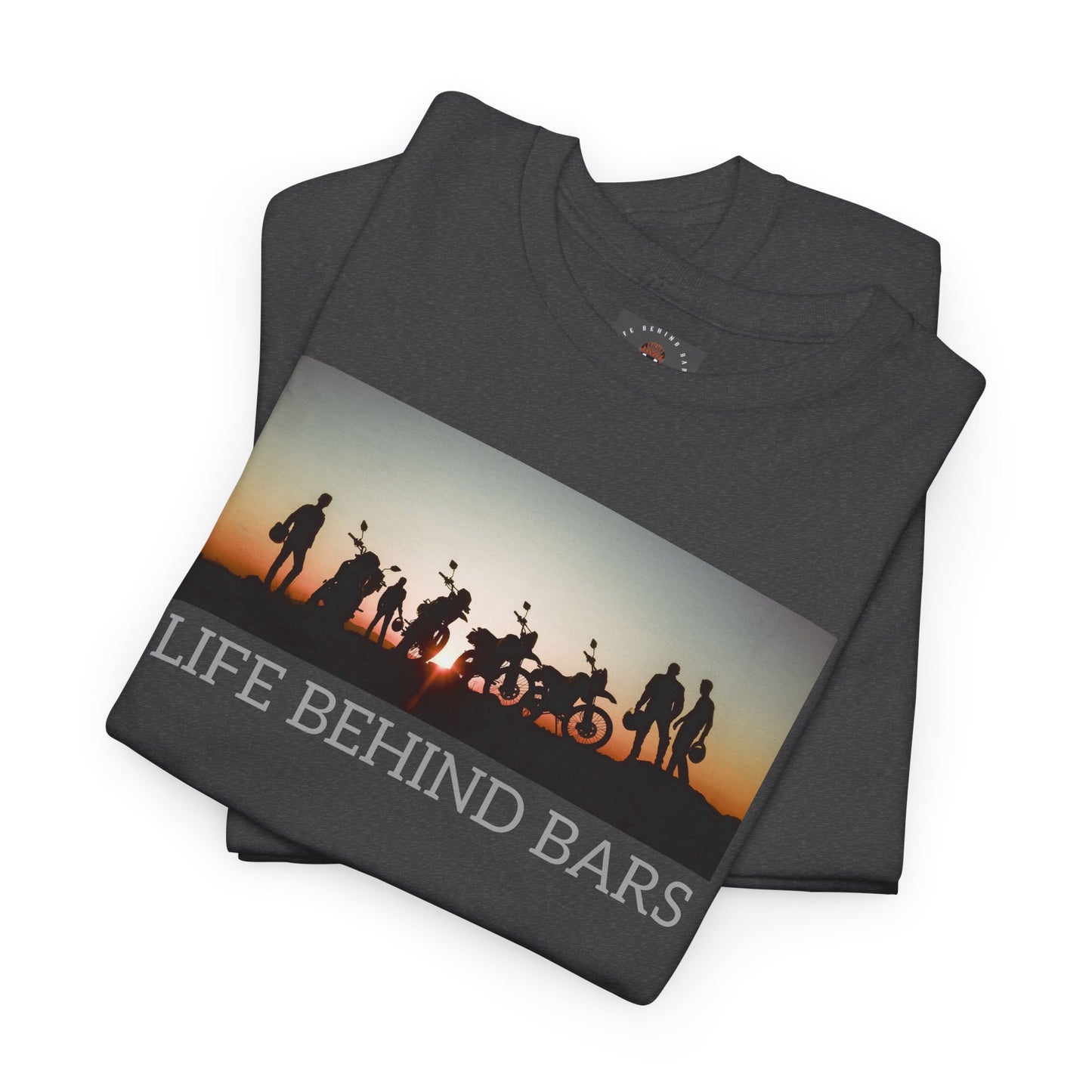 Adventure Bike T-Shirt for Bikers Gildan Heavy Cotton "Life Behind Bars" Graphic Shirt