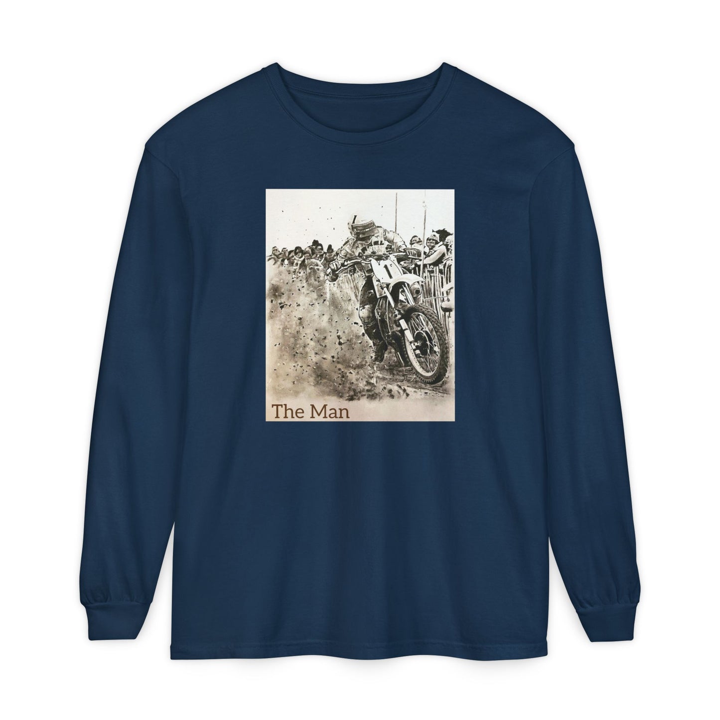 Vintage Art Motorcycle Longsleeve T-Shirt for Bikers Gildan Heavy Cotton