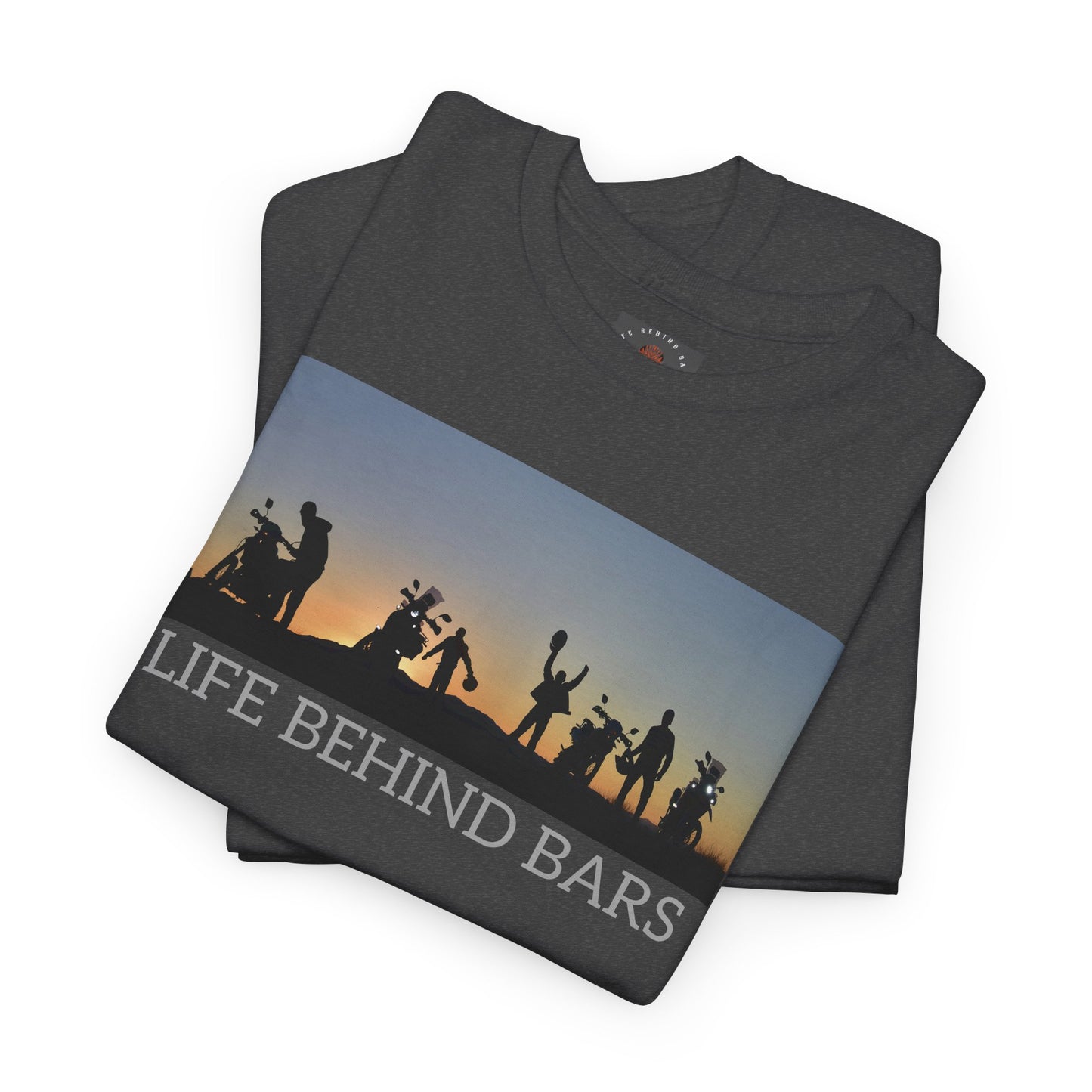 Adventure Bike T-Shirt for Bikers Gildan Heavy Cotton "Life Behind Bars" Graphic Shirt