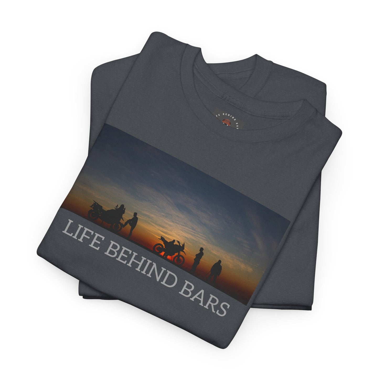 Adventure Bike T-Shirt for Bikers Gildan Heavy Cotton "Life Behind Bars" Graphic Shirt