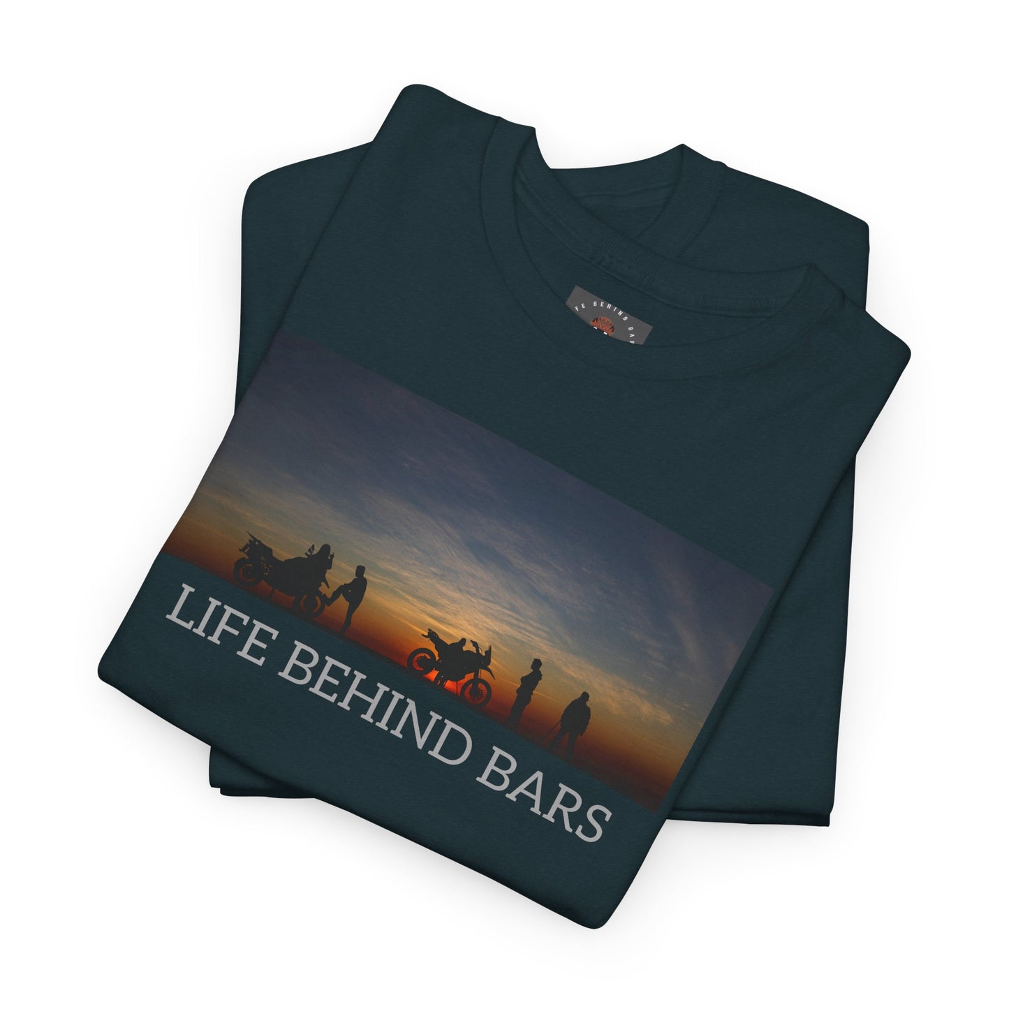 Adventure Bike T-Shirt for Bikers Gildan Heavy Cotton "Life Behind Bars" Graphic Shirt