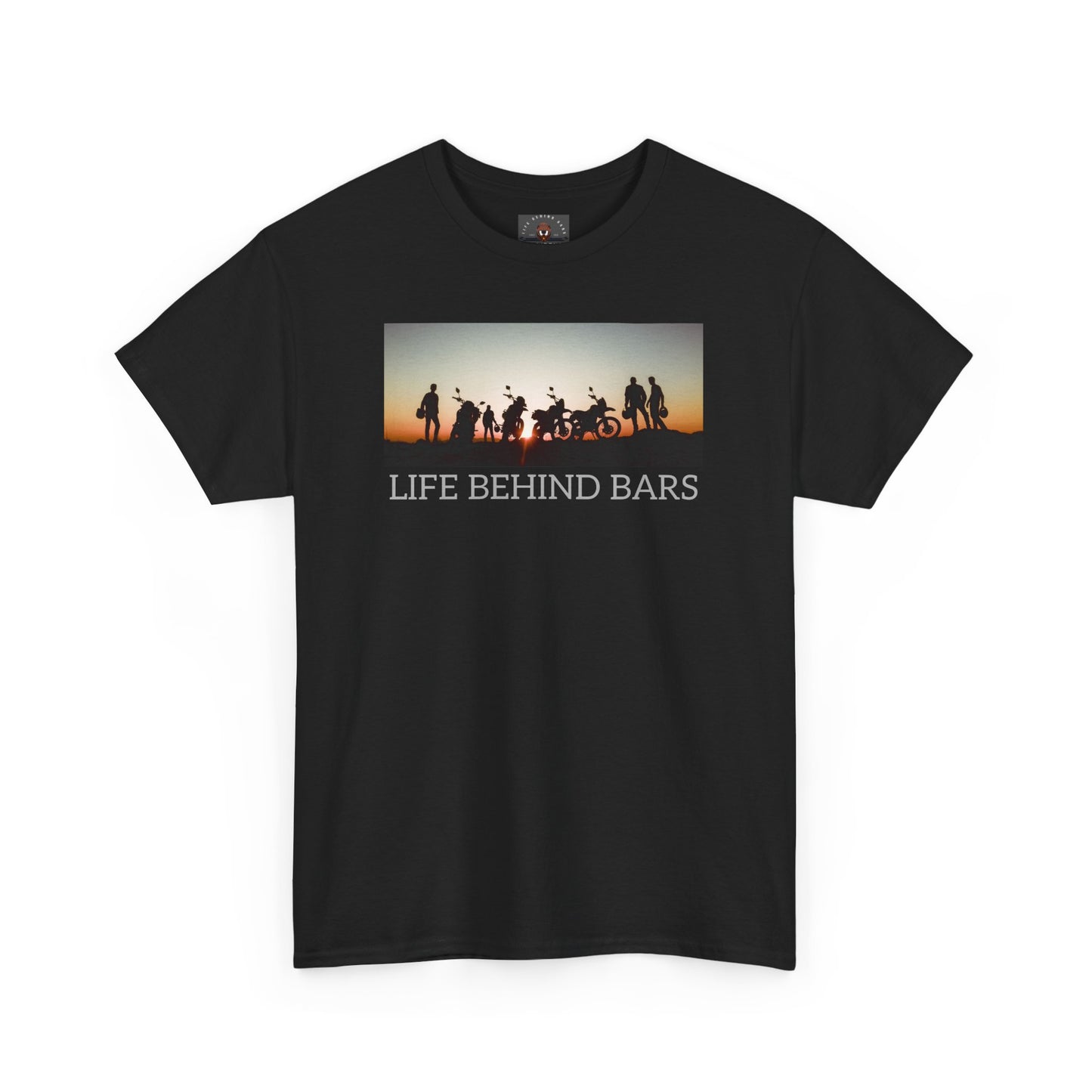 Adventure Bike T-Shirt for Bikers Gildan Heavy Cotton "Life Behind Bars" Graphic Shirt