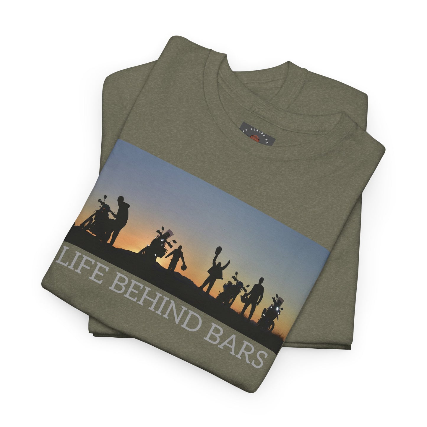 Adventure Bike T-Shirt for Bikers Gildan Heavy Cotton "Life Behind Bars" Graphic Shirt