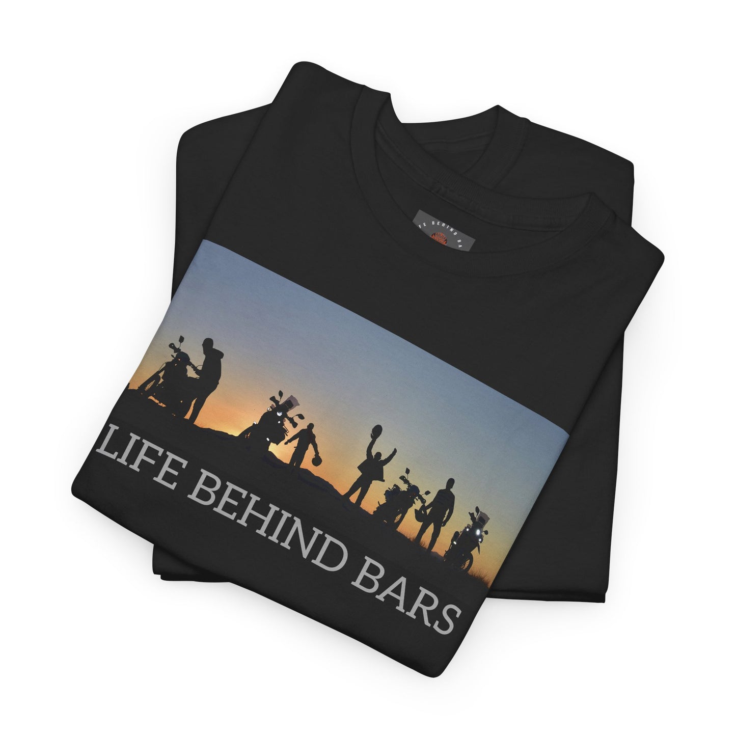 Adventure Bike T-Shirt for Bikers Gildan Heavy Cotton "Life Behind Bars" Graphic Shirt