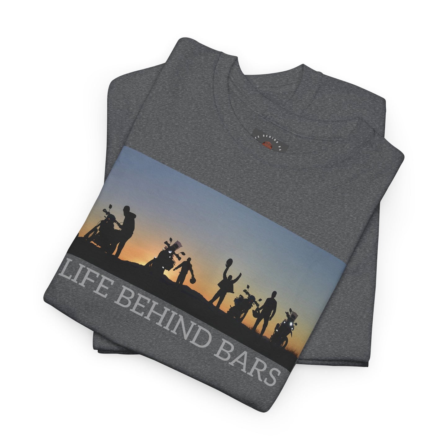 Adventure Bike T-Shirt for Bikers Gildan Heavy Cotton "Life Behind Bars" Graphic Shirt