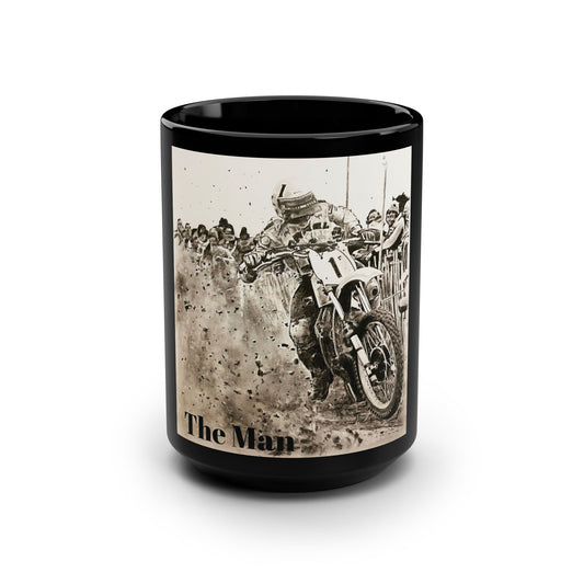 Vintage Art Motocross Black Mug, 15oz