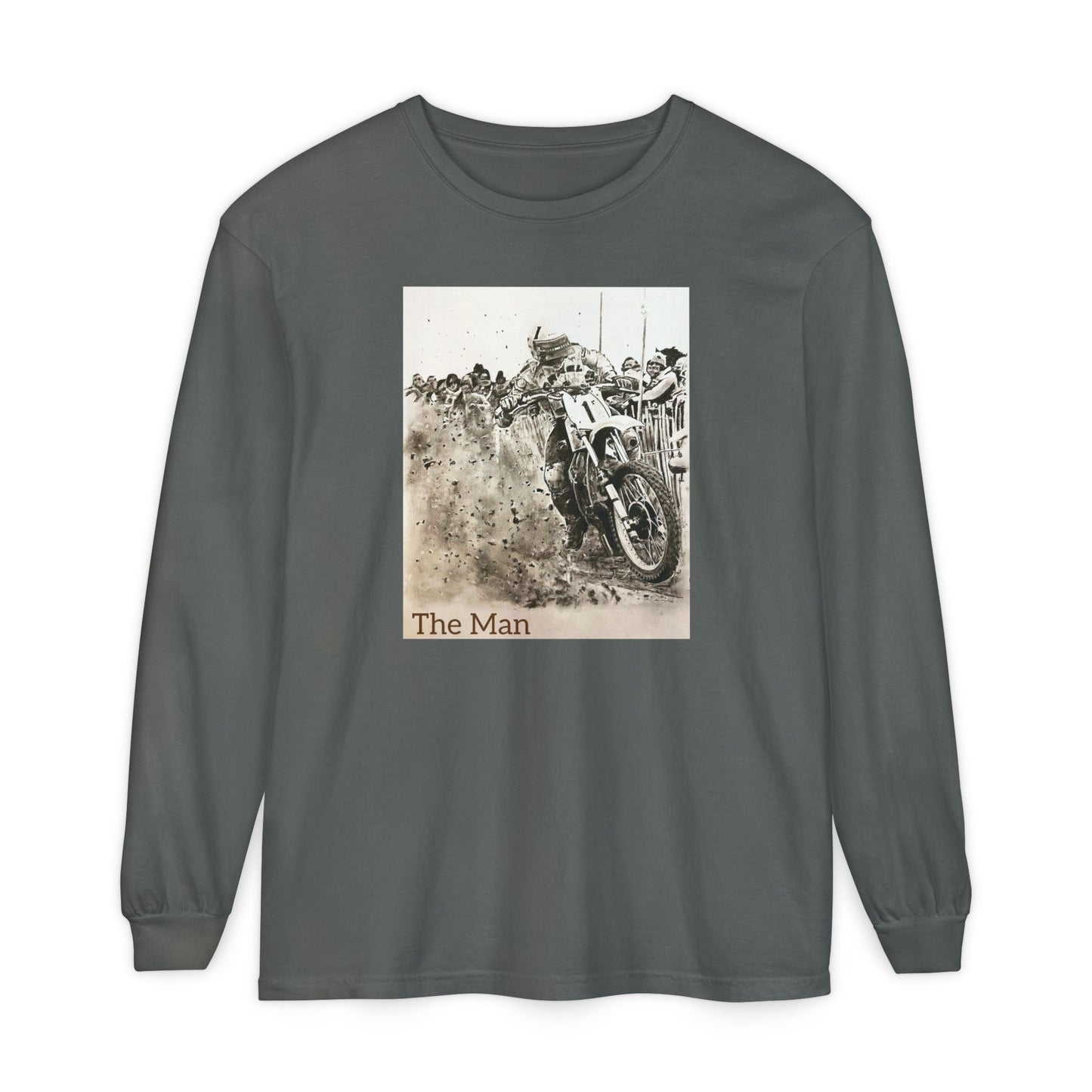 Vintage Art Motorcycle Longsleeve T-Shirt for Bikers Gildan Heavy Cotton